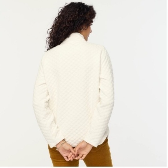 NWT JCREW Size S Quilted Mock Turtleneck Pullover Top in Ivory - Picture 3 of 5